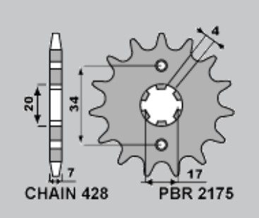 Sprocket front PBR 2175 16 18NC